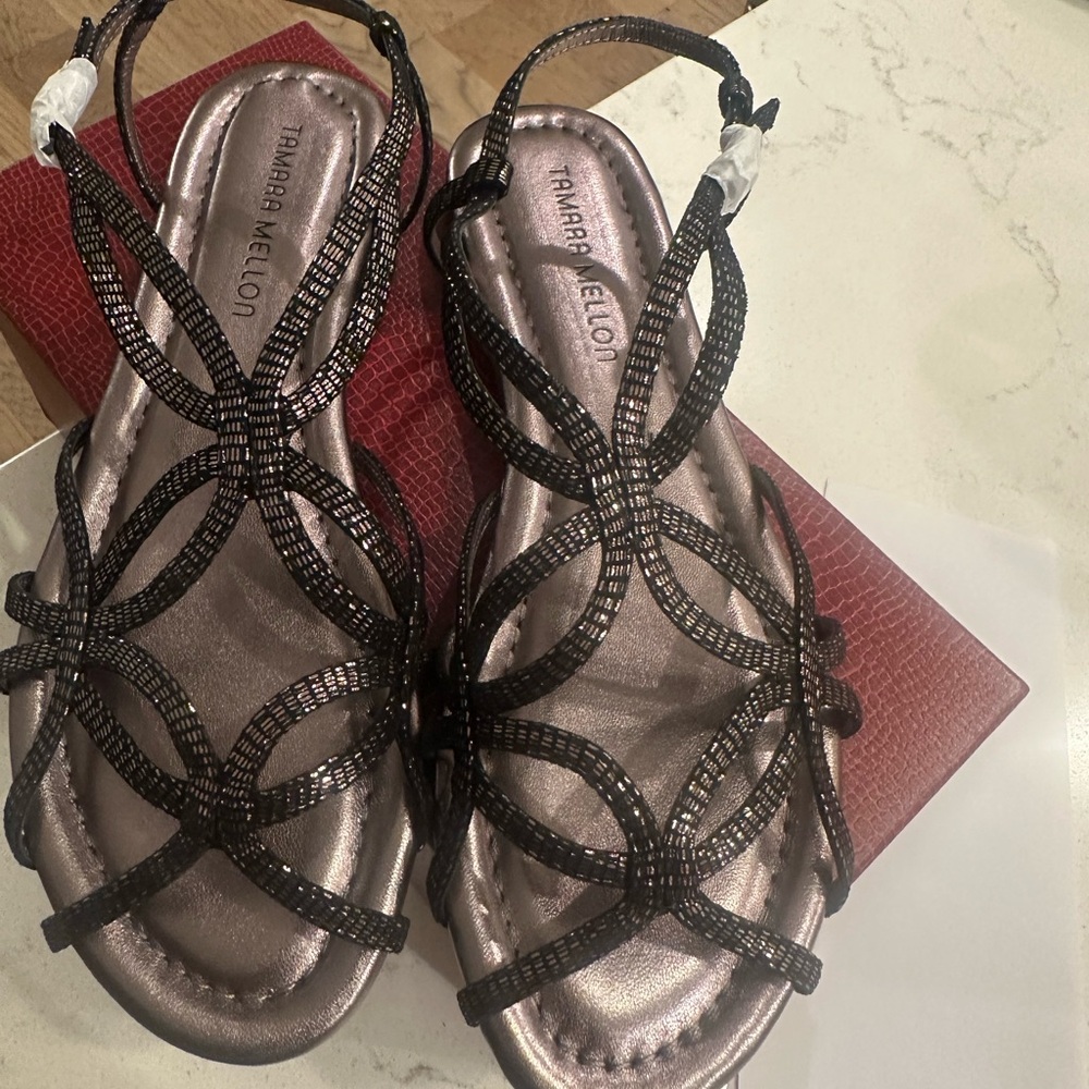 Tamara Mellon Glittering Black Sandals